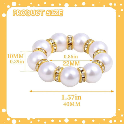 2Pcs Beaded Imitation Pearl Napkin Rings, Silver & Gold Dinner Table Decor Holders