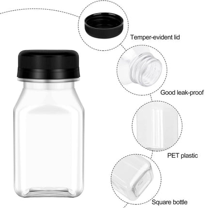 10PCS Mini Juice Bottles 4oz Plastic Shot Bottle Clear Containers Food Grade PET