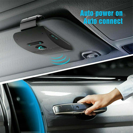 Wireless Car Bluetooth4.2 Handsfree Car Kit Speaker Phone Sun Visor Clip Black