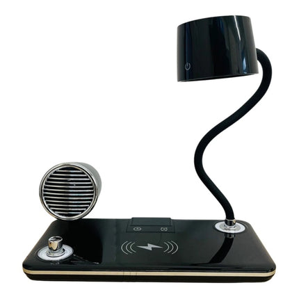 4 in 1 Wireless Charger LED Desk Lamp with Bluetooth Speaker, Clock, Charging