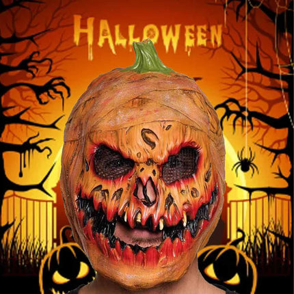 Adult Latex Pumpkin Head Mask Scary Halloween Horror Fancy Dress