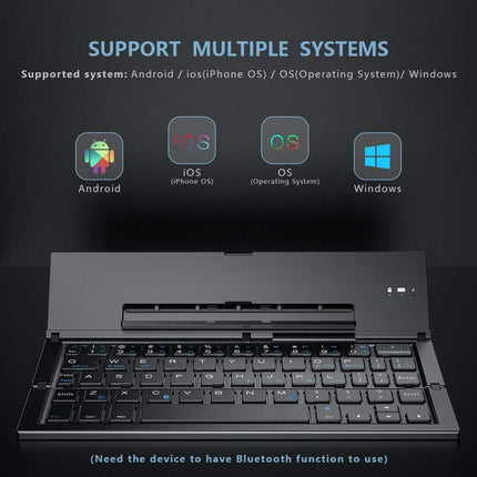 Portable Folding Wireless Bluetooth Keyboard for Tablet Laptops and Smartphones