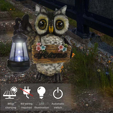 olar Lamp Owl Garden Ornament - Indoor Outdoor Welcome Decor