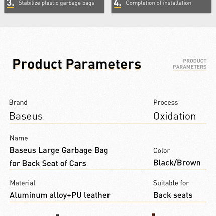 Baseus Car Trash Bag Backseat Dustbin Rubbish Waste Basket Organizer