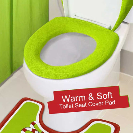 NEW Christmas Grinchs Bathroom Decor Set Toilet Seat Cover Xmas Home Decoration