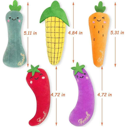 5Pcs Catnip Cat Toys Soft Plush Teeth Grinding Interactive Sound Play Toys
