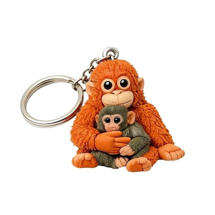 3D Printed Punch The Monkey Keychain, Cute Plush Hanging Pendant Key Ring