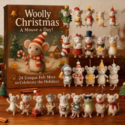 2025 Christmas Mouse Advent Calendar - 2D Acrylic Winter Holiday Decoration
