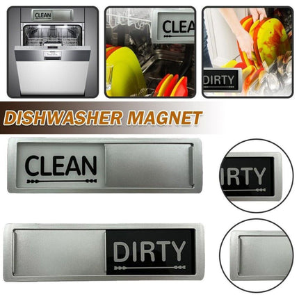 Clean Dirty Dishwasher Magnet Indicator Sign Non-Scratch Simple Sliding Kitchen