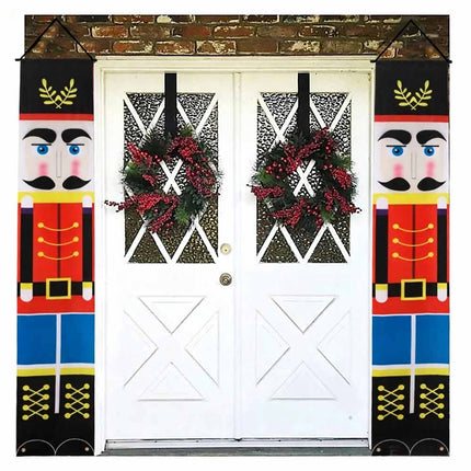 180 x 30cm Christmas Nutcracker Soldier Banner, Wall‑Hanging Xmas Party Home Festive Decoration