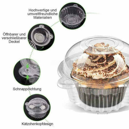 50PCS Clear Food Cupcake Cake Food Case Muffin Dome Takeaway Boxes Container