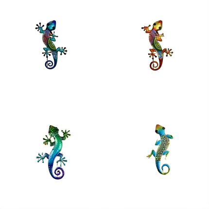 4Pcs Colorful Acrylic Gecko Lizard Decor • Garden Art Wall Hanging Fence Ornament