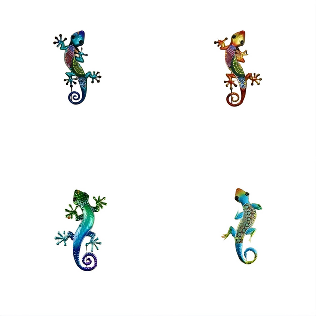 4Pcs Colorful Acrylic Gecko Lizard Decor • Garden Art Wall Hanging Fence Ornament