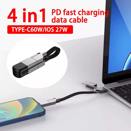 PD 60W Multi USB QC Fast Charging Cable 4in1 Type-C to Type C For iPhone Andriod
