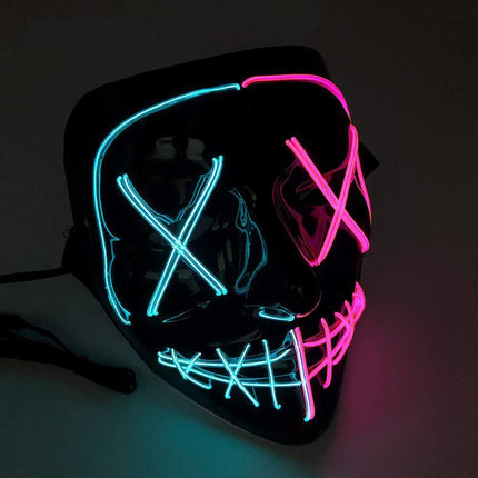 LED Purge Mask, Glow in The Dark Light Up Halloween Scary Mask for Rave Festival Costume