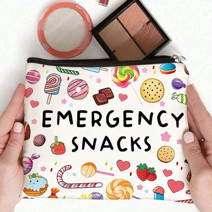 Emergency Snacks Canvas Storage Bag - Zippered Design, Multiple Color Options for Snacks & Sweets