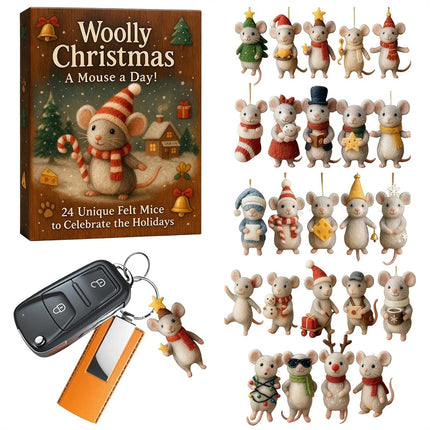 2025 Christmas Mouse Advent Calendar - 2D Acrylic Winter Holiday Decoration