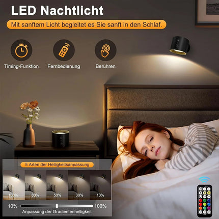 Rechargeable RGB LED Wall Sconce Lights, Magnetic Wall Mounted Night Lamp with Remote Control