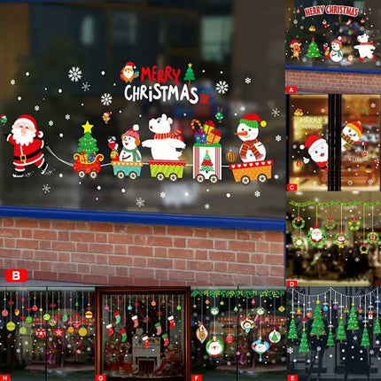 Christmas Santa Removable Window Stickers Festival Art Decal Wall Shop Home Xmas
