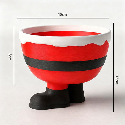 Red Printed Christmas Feet Bowl – Santa & Elf Designed Candy Holder, Cute Christmas Candy Display Bowl