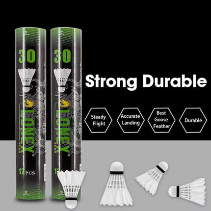 12PCS Goose Feather Shuttlecocks Badminton Outdoor Sport White Shuttlecock