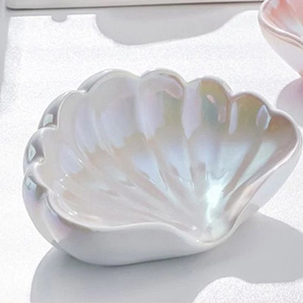 Ceramic Seashell Soap Dish, Draining Non-Slip Soap Box Bathroom Accessory