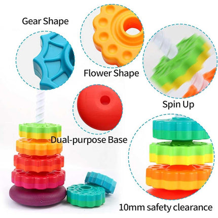 Rainbow Spinning Stacking Tower, Gear Assembly Toy