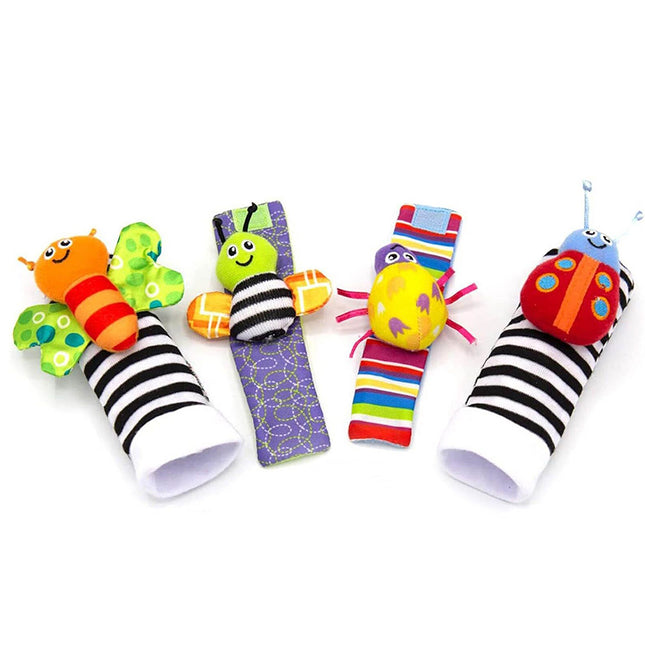 4pcs/Set Baby Rattles Set Wrists Rattles Early Educational Socks Rattles Setv