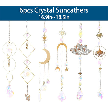 6PCS Lotus Sun Catcher Crystal Light Witchy Suncatcher Prism Rainbow Window Hanging