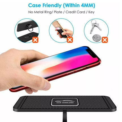 Car Wireless Fast Charging Charger Mat Non-Slip Pad Holder 1M Cable For Smart Phones