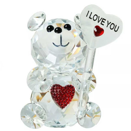Crystal Bear Figurine with Love Sign Desktop Ornament