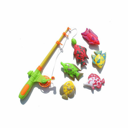 7PCS Rod Fish Set Fishing Toy Kids Bath Time Game Model Magnetic Baby Pole