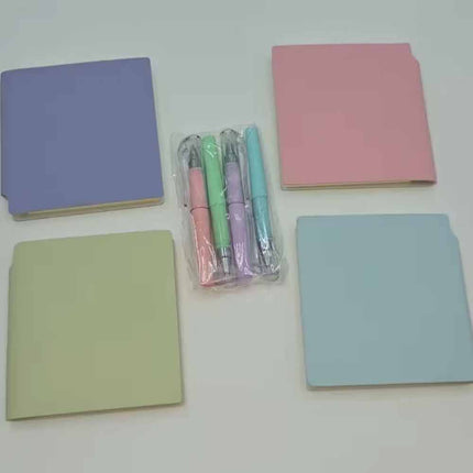 2Pcs Mini Portable Notebook with Pen, Random Color Pocket Notepad Stationery Gift for School Office Party