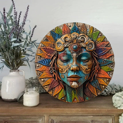 20cm Circular Wooden Wall Art Boho Garden Wall Hanging Decor Witchy Boho Gift
