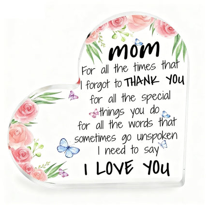 Heart Shaped Acrylic Plaque Christmas & Mother’s Day Gift for Mum