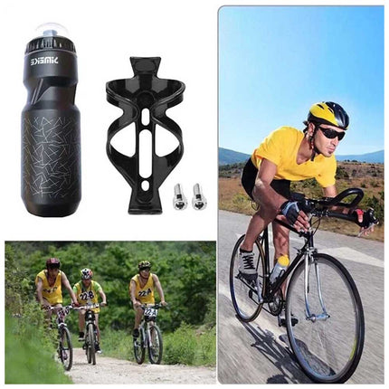 750ml Sports Water Bottle with Holder Cage Kit for Mountain Bike & Road Cycling - Leak-Proof Bicycle Drink Bottle Set