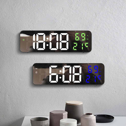 Led Digital Wall Clock Large Screen Time Temperature Humidity Display Clock