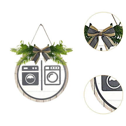 Wooden Laundry Room Hanging Wall Sign Washing Machine Plaque Decor for Bathroom Home