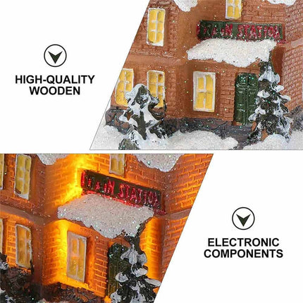 Christmas Decoration Resin Small House Micro Landscape LED Resin House Xmas Gift