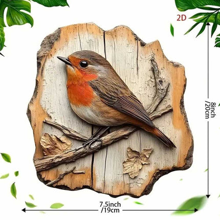2D Wooden Robin Wall Plaque (20×19cm) – Festive Christmas Decor Gift