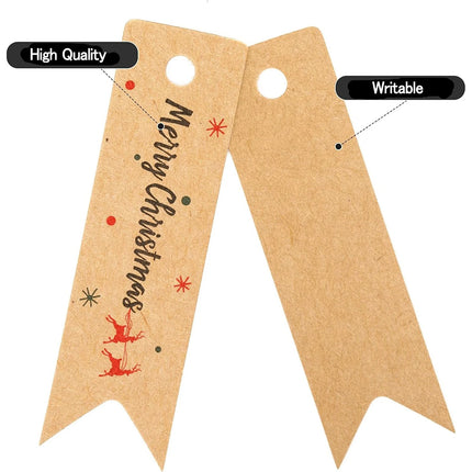 200 PCS Merry Christmas Brown Kraft Paper Small Gift Tags - Christmas Gift Labels