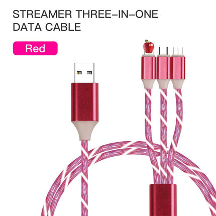 4Pcs 1M LED Flowing Light Charging Cable, 3 in 1 Multi Connector Charger Cord