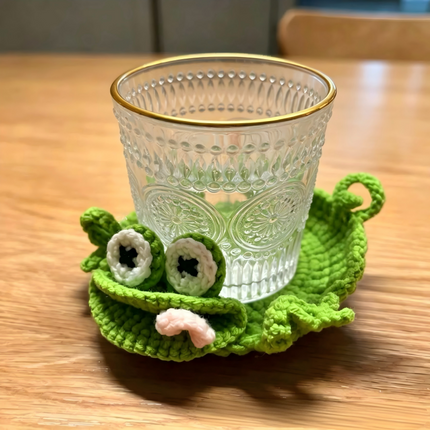Handmade Crochet 3D Animal Coaster Cute Knitted Round Mug Rug, Heat Resistant Drink Cup Mat for Home Table Decor