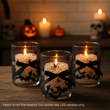 Halloween Lace Cobweb Lamp Shade Cover with Spider, Gothic Fireplace Party Decor, No Lamp Included