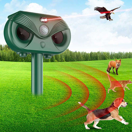 Ultrasonic Solar Cat Dog Repellent Fox Pest Scarer Deterrent Repeller Garden
