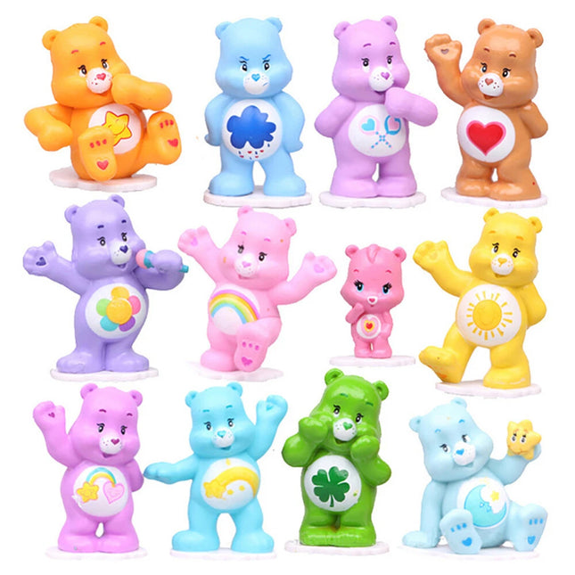 12-Piece Rainbow Bear Playset - Figurine Cake Toppers & Play Toys Set