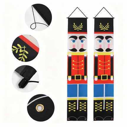 180 x 30cm Christmas Nutcracker Soldier Banner, Wall‑Hanging Xmas Party Home Festive Decoration