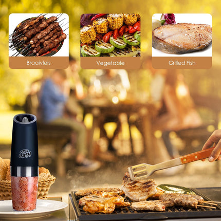 2 Pack Electric Salt & Pepper Shakers – Gravity Operated Spice Grinders