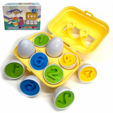 6 Pack Matching Shape Eggs, Montessori Sensory Colour Sorting Puzzle Toy for Toddler Babies