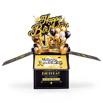 Gold 2D Pop-Up Birthday Greeting Card: Special Design for Mum, Dad, Friends & Loved Ones